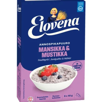Elovena Hiutaleet Ja Ryynit^Annospikapuuro 240 G Mansikka-mustikka