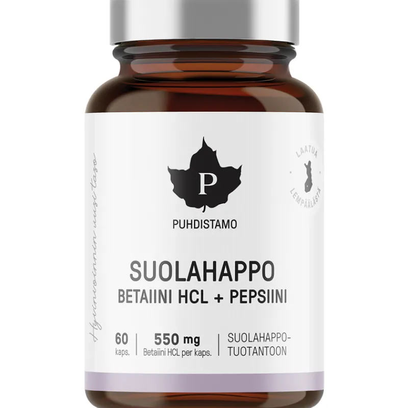 betaine-hcl-suolahappo-puhdis-BQRuCHfO-0.webp Puhdistamo Terveysravinteet Ja -valmisteet^Betaine HCL -Suolahappo 60 Kpl