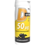 Terveysravinteet Ja -valmisteet^D-vita-purutabletti 50 u00b5g 200 Kpl Salmiakinmakuinen