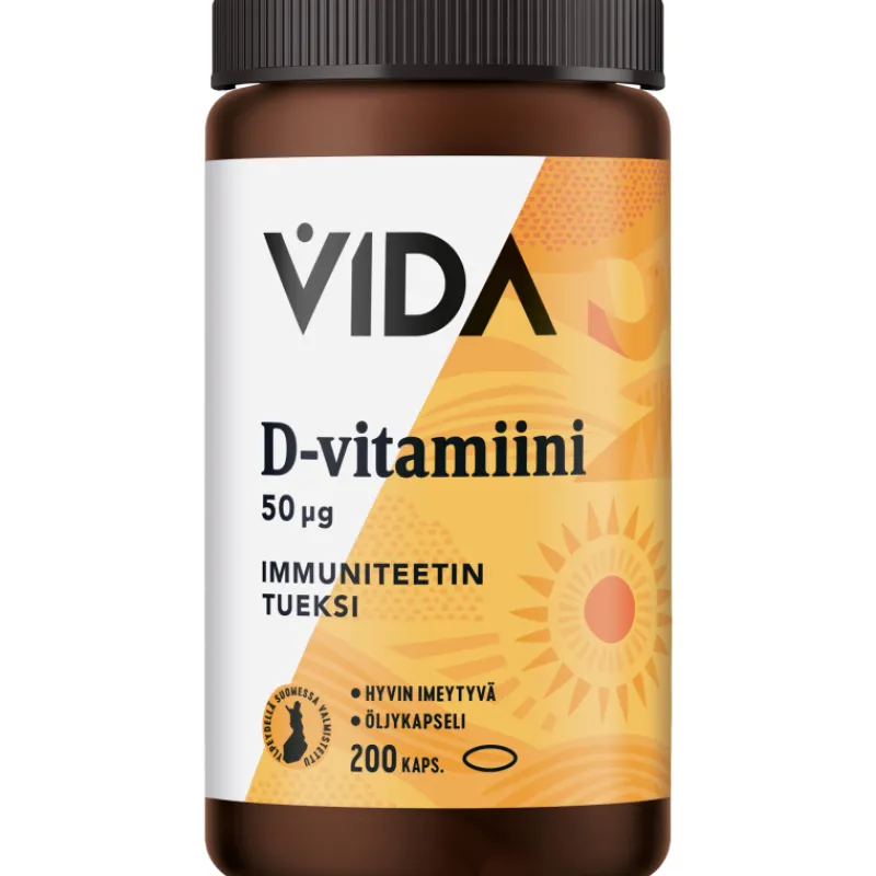 d-vitamiini-vida-50-u00b5g-200-LjeNETmR-0.webp Vida Terveysravinteet Ja -valmisteet^D-vitamiini 50 u00b5g 200 Kpl