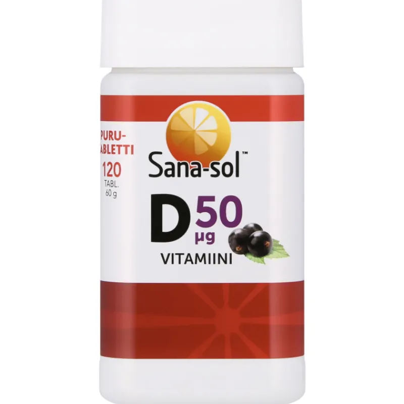 d-vitamiinipurutabletti-50-u00-UCLYvrNi-0.webp Sana Sol Terveysravinteet Ja -valmisteet^D-vitamiinipurutabletti 50 u00b5g 120 Kpl Mustaherukka