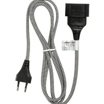 Airam Jatkojohdot-Eurojatkojohto 2 M, 1-osainen, Musta-valkoinen Kangasjohto