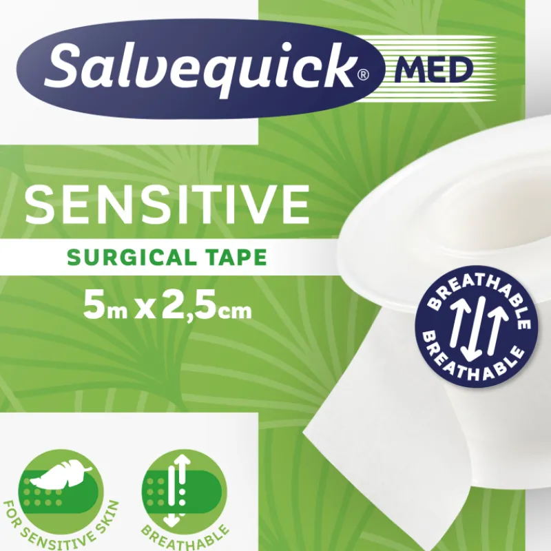 haavateippi-salvequick-5-m-x-2-OOPyKJGP-0.webp Salvequick Hyvinvointi- Ja Terveydenhoitotarvikkeet^Haavateippi 5 M X 2,5 Cm MED Sensitive Surgical Tape