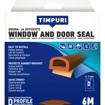 Timpuri Teipit-Ikkuna- Ja Ovitiiviste D-profiili, 6 M Ruskea