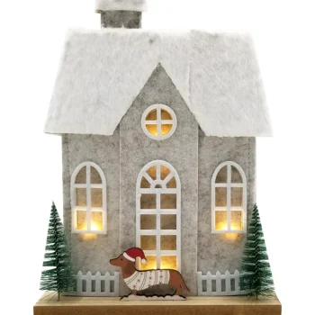 Miny Sesonkikoristeet-Joulukoriste LED-talolyhty Joulukoiralla