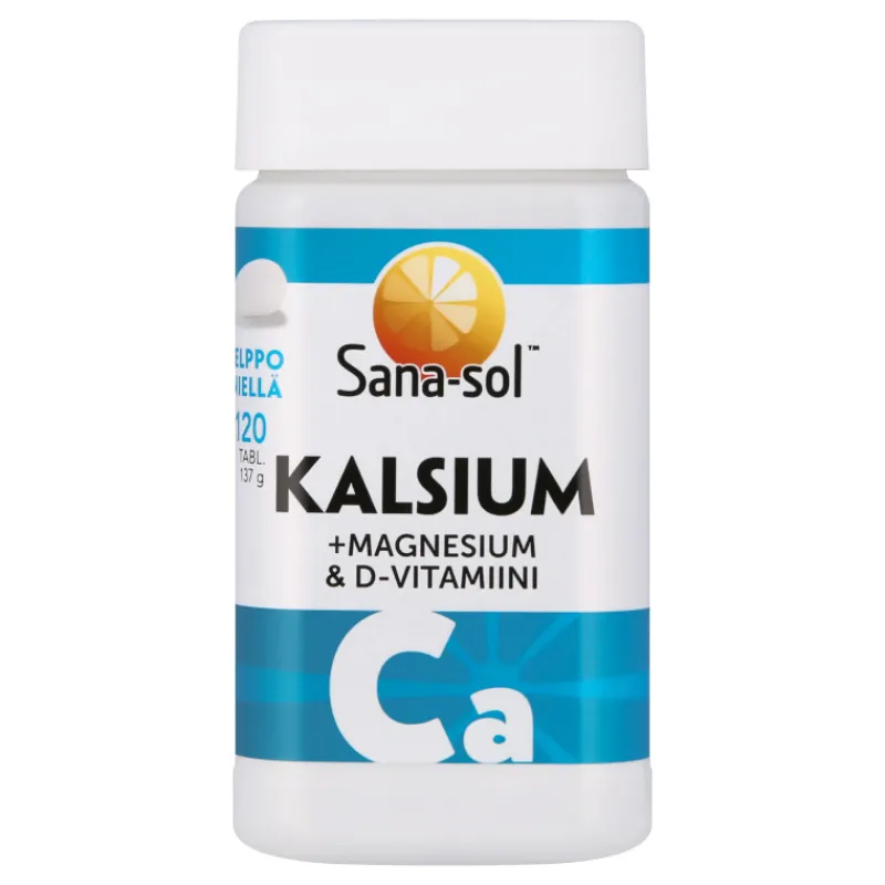 kalsiummagnesium-ja-d-vitamiin-jMRtRNlj-0.webp Sana Sol Terveysravinteet Ja -valmisteet^Kalsium+Magnesium Ja D-vitamiini Sana-sol 120 Kpl