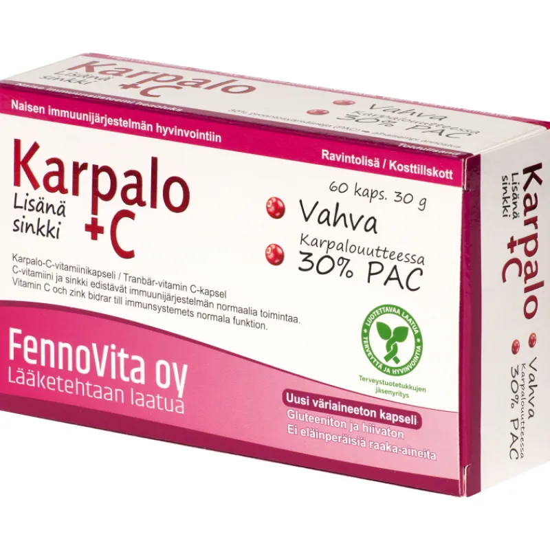karpalo-c-vitamiini-ja-sinkki-HmolvjYE-0.webp Fennovita Terveysravinteet Ja -valmisteet^Karpalo+ C-vitamiini Ja Sinkki 60 Kpl / 30 G