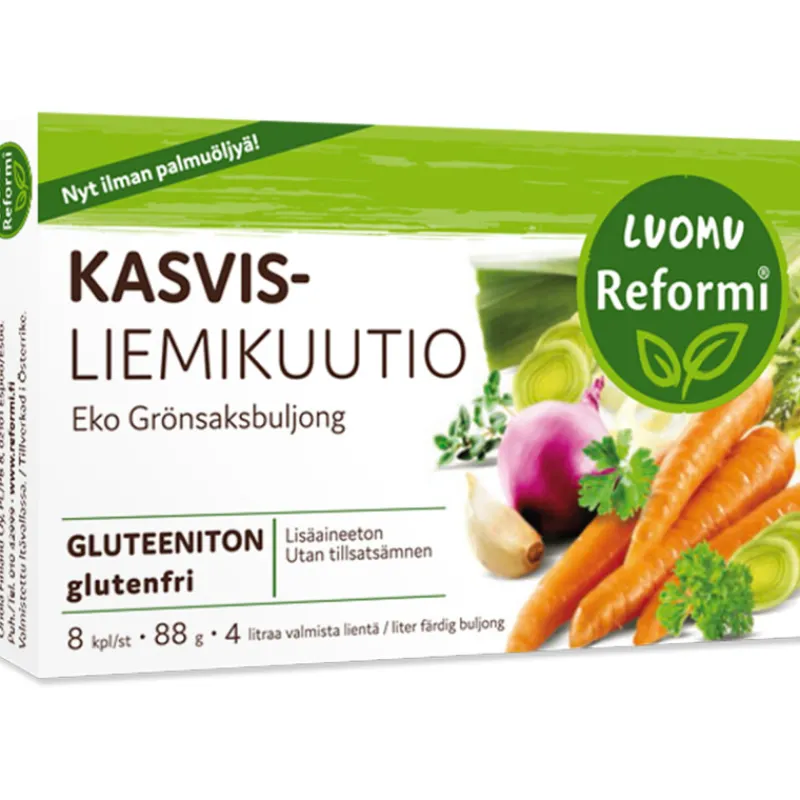 kasvisliemivalmiste-luomu-8-kp-MGMJIXpd-0.webp Reformi Mausteet Ja Liemivalmisteet^Kasvisliemivalmiste Luomu 8 Kpl 88 G