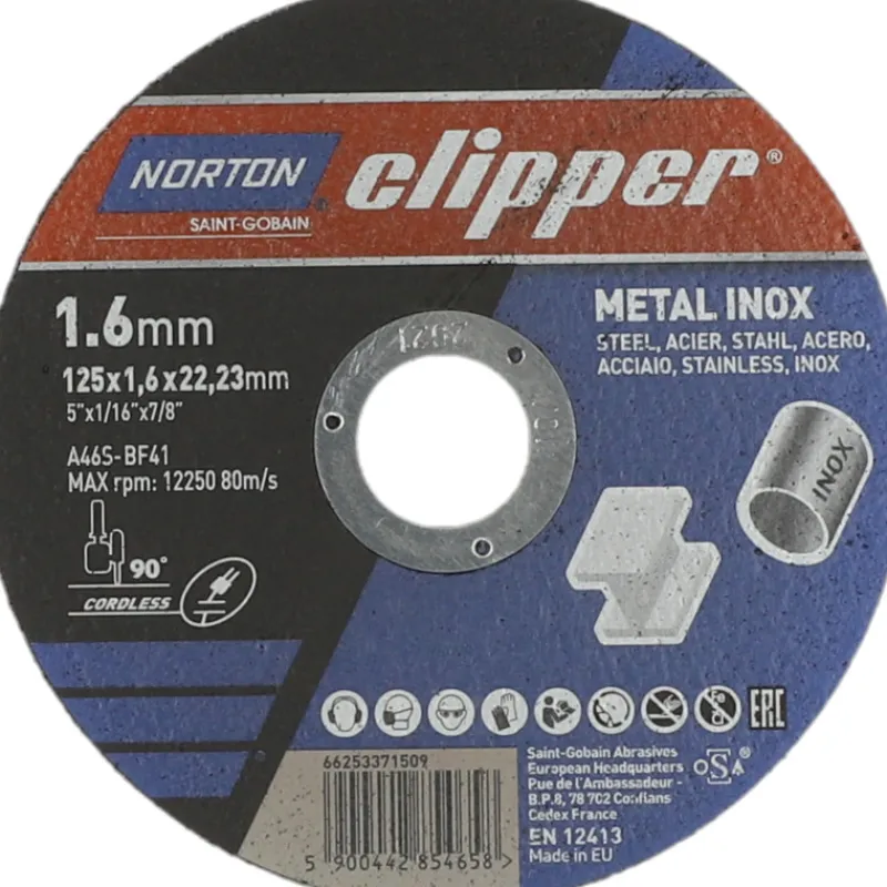 katkaisulaikka-norton-clipper-hitIAZRh-0.webp Norton Clipper Sähkötyökalujen Tarvikkeet-Katkaisulaikka 125x1.6x22.23mm Metal-inox