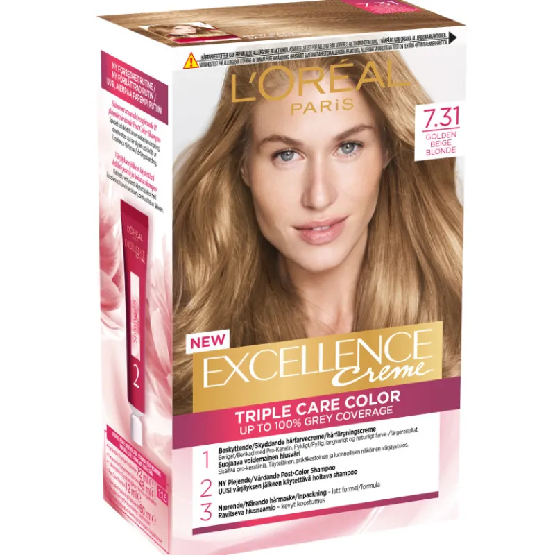 kestovri-loreal-excellence-731-JDaakOcn-0.webp Loreal Excellence Hiusvärit^Kestoväri 7.31 Golden Beige Blonde