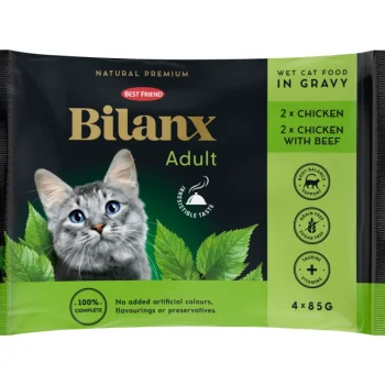 Best Friend Kissanruoka^Kissanruoka 4 X 85 G Bilanx Adult Kana & Nauta Kastikkeessa