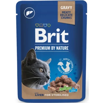 Brit Premium By Nature Kissanruoka^Kissanruoka Brit Premium 100 G Maksaa Kastikkeessa Steriloiduille Kissoille