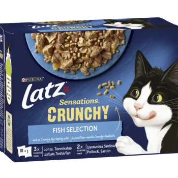 Latz Kissanruoka^Kissanruoka 10 X 85 G +40 G Sensations Crunchy Fish Kalalajitelma Hyytelössä