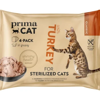 Primacat Kissanruoka^Kissanruoka 4 X 85 G Classic Kalkkunaa Kastikkeessa Steriloiduille Kissoille