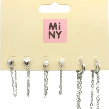 Miny Korut Ja Kellot^Korvakorusetti 3 Paria Hopeanvärinen