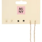 Miny Korut Ja Kellot^Korvakorusetti 3 Paria Kullanvärinen/musta