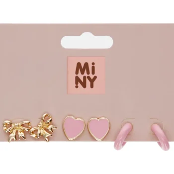 Miny Korut Ja Kellot^Korvakorusetti 3 Paria Pinkki/kullanvärinen