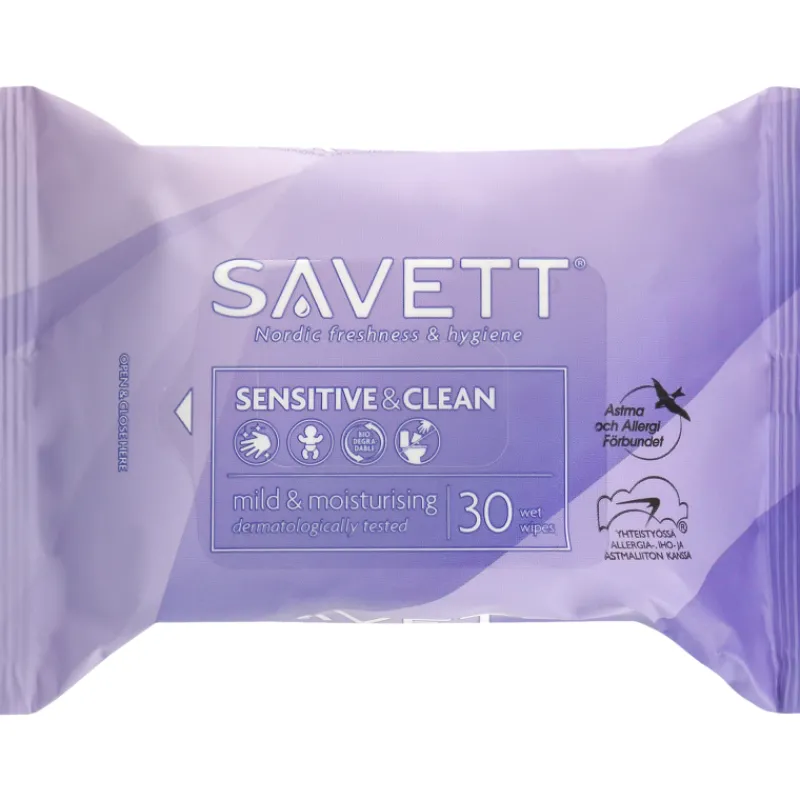 kosteuspyyhe-30-kpl-sensitive-NLVIALfy-0.webp Savett Hyvinvointi- Ja Terveydenhoitotarvikkeet^Kosteuspyyhe 30 Kpl Sensitive