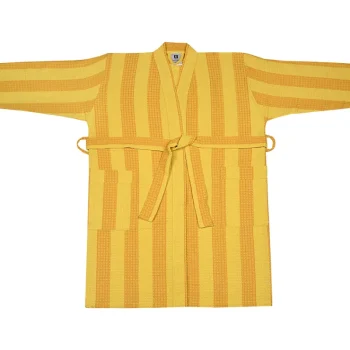 Miny Kylpyhuone- Ja Saunatekstiilit-Kylpytakki L/XL Raita Keltainen