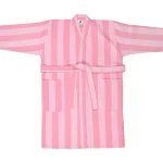 Miny Kylpyhuone- Ja Saunatekstiilit-Kylpytakki S/M Raita Vaaleanpunainen