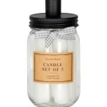 Finnmari Kynttilänjalat Ja Kynttilät-Kynttiläsetti Lasipurkki Ja 5 Kynttilää