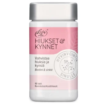 Terveysravinteet Ja -valmisteet^Ladyvita Hiukset & Kynnet 90 Kpl 63 G Biotiini & Sinkki