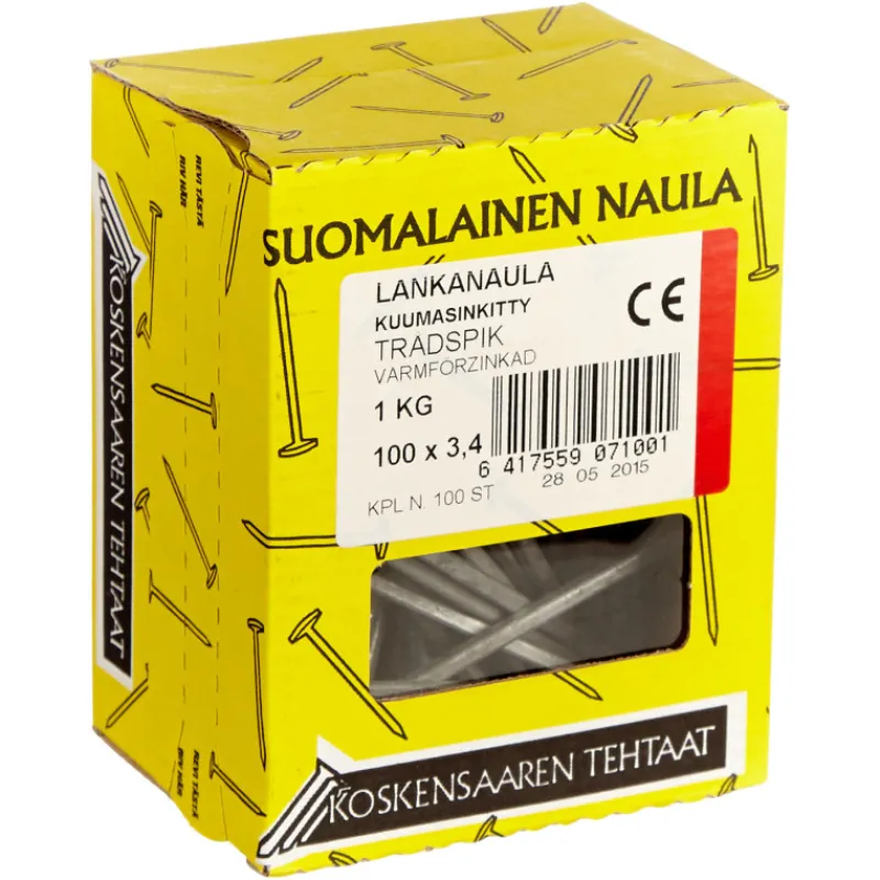lankanaula-100-x-34-mm-1-kg-ku-xrSvYSXO-0.webp Koskensaaren Tehtaat Naulat Ja Ruuvit-Lankanaula 100 X 3,4 Mm 1 Kg Kuumasinkitty