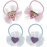 Miny Hiuskoristeet Ja Hiustenhoitovälineet^Lasten Hiuslenkki 4 Kpl Sydän Ja Meloni