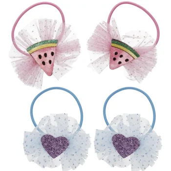 Miny Hiuskoristeet Ja Hiustenhoitovälineet^Lasten Hiuslenkki 4 Kpl Sydän Ja Meloni