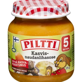 Piltti Lastenruoka-ateriat Ja Välipalat^Lastenateria 125 G Kasvis-naudanlihasose 5 Kk