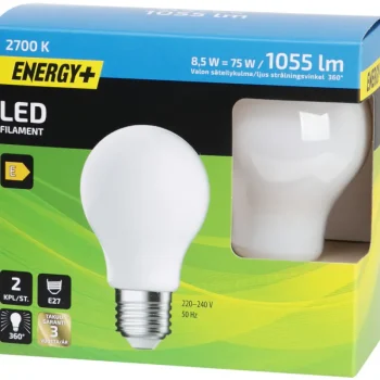 Energy+ Lamput-LED-lamppu 1055 Lm A60 E27 2700 K, 2 Kpl