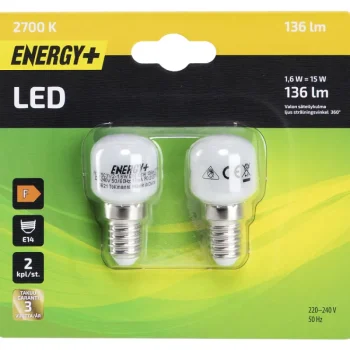 Energy+ Lamput-LED-lamppu 136 Lm T25 E14 2700 K, 2 Kpl