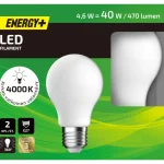 Energy+ Lamput-LED-lamppu 470 Lm 4000K A60 E27 2 Kpl