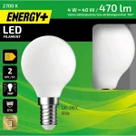 Energy+ Lamput-LED-lamppu 470 Lm G45 E14 2700 K, 2 Kpl