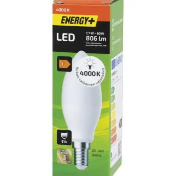 Energy+ Lamput-LED-lamppu 806 Lm 4000 K C37 E14
