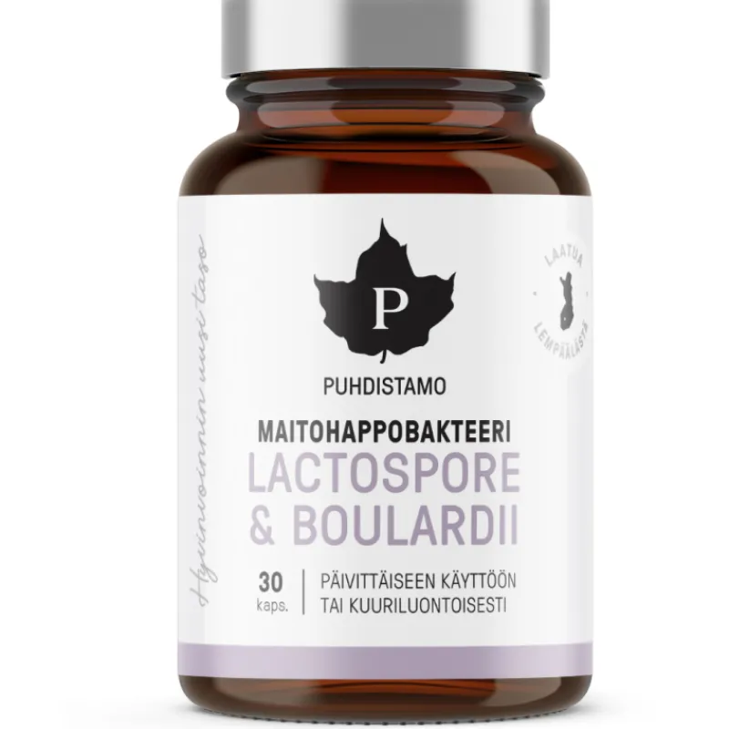 maitohappobakteeri-boulardii-coKvpimu-0.webp Puhdistamo Terveysravinteet Ja -valmisteet^Maitohappobakteeri + Boulardii 30 Kpl