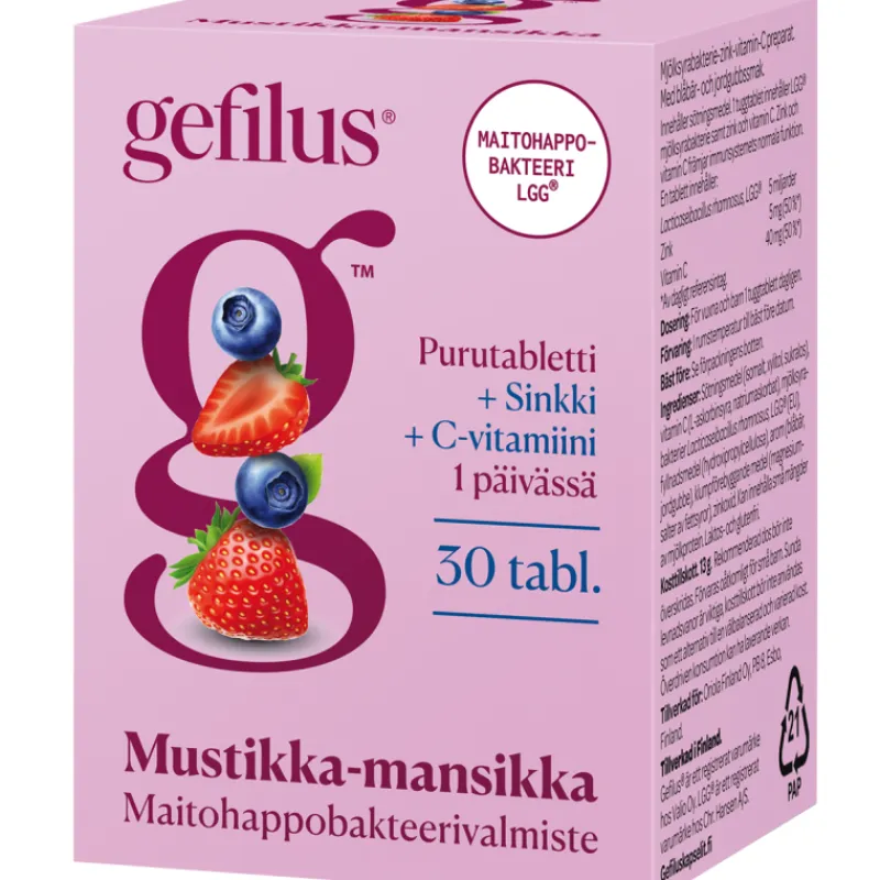 maitohappobakteeri-gefilus-30-wyINrakF-0.webp Gefilus Terveysravinteet Ja -valmisteet^Maitohappobakteeri 30 Kpl C+Sinkki Mansikka-mustikka