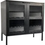 Tenstar Huonekalut-Matala Lasiovikaappi 80 X 40 X 80 Cm Siera Musta