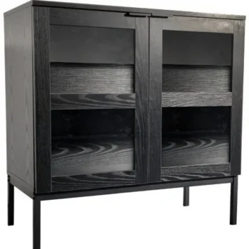 Tenstar Huonekalut-Matala Lasiovikaappi 80 X 40 X 80 Cm Siera Musta