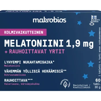 Makrobios Terveysravinteet Ja -valmisteet^Melatoniini 1,9 Mg 60 Kpl 30 G +rauhoittavat Yrtit