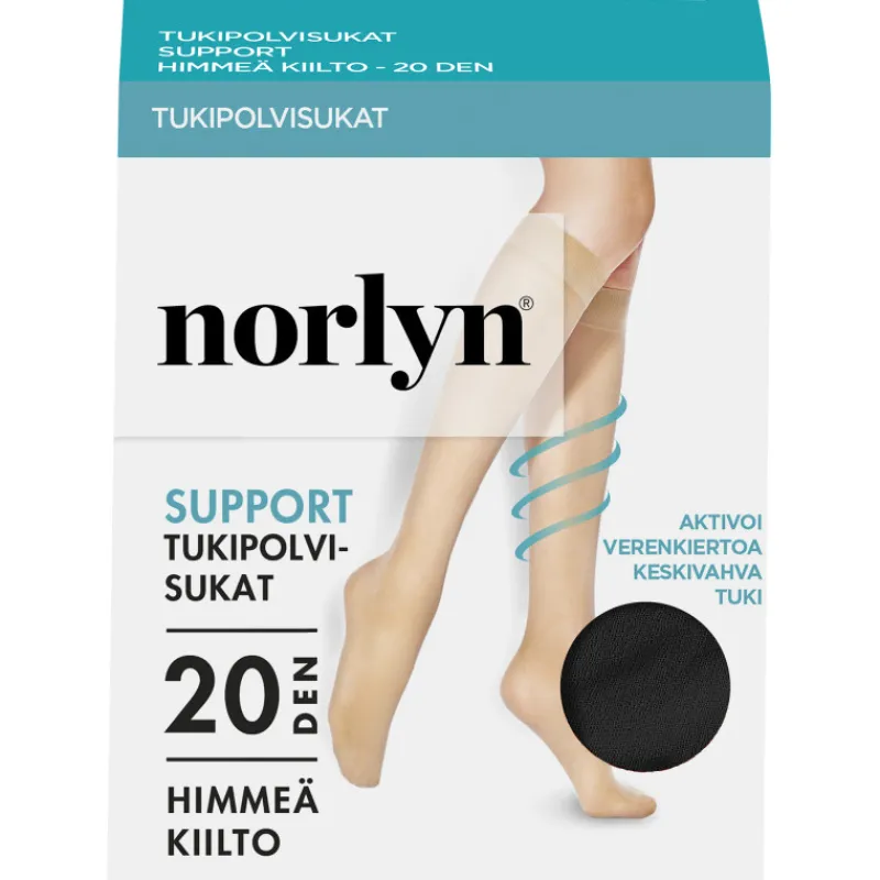 naisten-tukipolvisukat-norlyn-SWljofmY-0.webp Norlyn Naisten Sukat Ja Sukkahousut-Naisten Tukipolvisukat Support 20 Den, Eri Värejä Musta