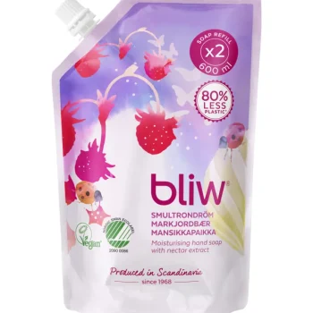 Bliw Saippuat Ja Kylpyvaahdot^Nestesaippuan Täyttöpussi 600 Ml Mansikkapaikka