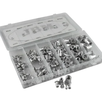 Jbm Naulat Ja Ruuvit-Niittimutterilajitelma Alu Rihlattu 150 Osaa