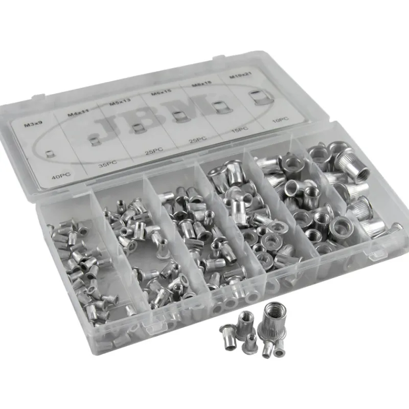 niittimutterilajitelma-alu-rih-SegRktpy-0.webp Jbm Naulat Ja Ruuvit-Niittimutterilajitelma Alu Rihlattu 150 Osaa