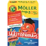 Möller Terveysravinteet Ja -valmisteet^Omega-3 Pikkukalat 72 Kpl Vadelma
