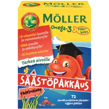 Möller Terveysravinteet Ja -valmisteet^Omega-3 Pikkukalat 72 Kpl Vadelma