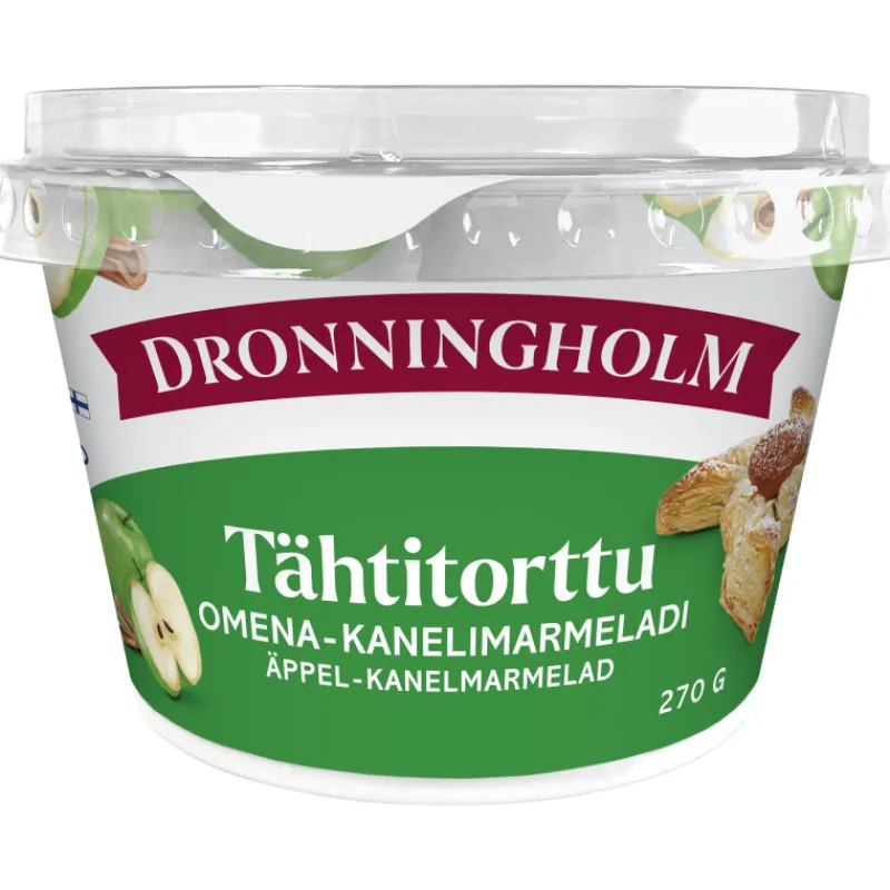 omena-kanelimarmeladi-dronning-YThYlLBT-0.webp Dronningholm Hillot, Marmeladit Ja Kiisselit^Omena-kanelimarmeladi 270 G Tähtitorttu