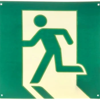 Pienrauta-Opastekyltti Poistumistie Jälkivalaiseva 20 X 20 Cm Vasen