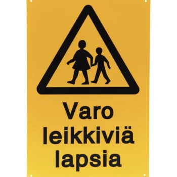 Pienrauta-Opastekyltti Varo Leikkiviä Lapsia 20 X 30 Cm
