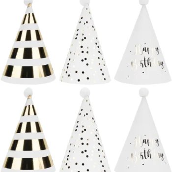 Let's Party Juhlakattaus-Partyhattu 6 Kpl Valkoinen/kulta